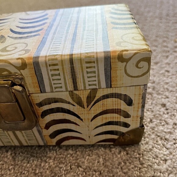 Rustic Chic Jewelry Box Mirrored Gold Clasp Storage Photos Trinkets Brown Ethnic - Picture 5 of 10